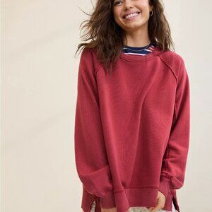 American Eagle Aerie East West Crew Sweatshirt - Red - OVERSIZED Size XX-Small